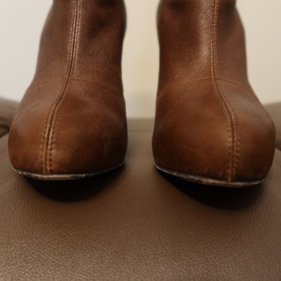 $880 Brian Atwood Angie 120 stiletto boots brown leather Made in Italy size 37 - Picture 5 of 16